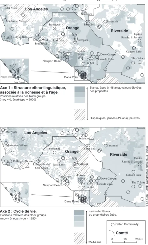Figure n°2 : Les gated communities et les facteurs de la différenciation sociale au sud de la région de Los Angeles