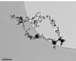 Figure 16. Visualization by Transmission Electron Microscope of aerosol produced during the cutting  of ex-vessel simulant 