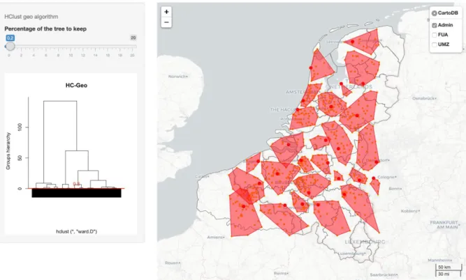 Figure 6b: Clusters from HClutGeo (weighted Ward) method compared with administrative  areas