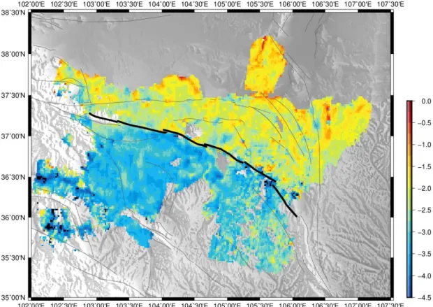 Figure 2.12. The InSAR displacements from the remove-filter-restore method. 