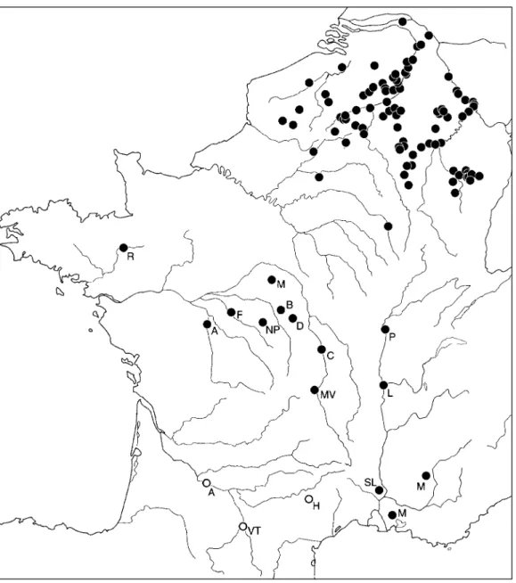 Fig. 7  les tombes à armes en Gaule romaine. – (d’après Feugère 1996, 166).