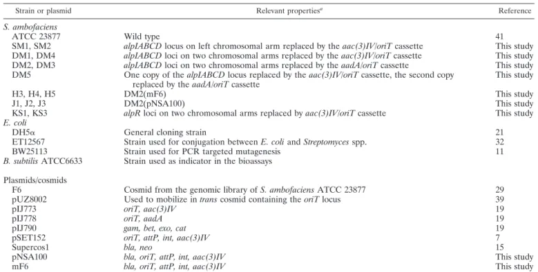 TABLE 1. Bacterial strains and plasmids used in this study