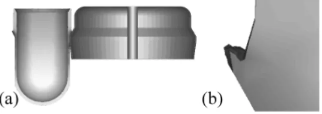 FIGURE 4 (a) Flow forming simulation with self-contact  management (b) Zoom on the fold 