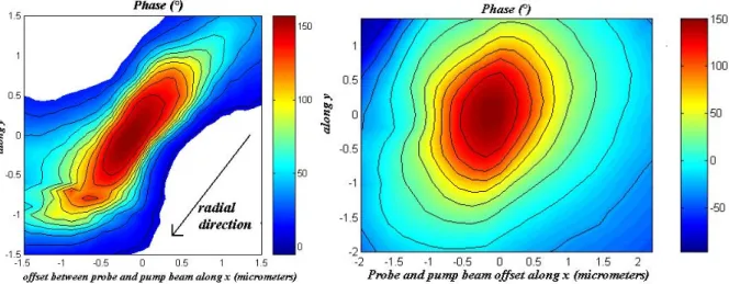 Figure 3. Visualization of heat diffusion in a carbon fiber cross section. On the left, pitch based fiber, on the  right, PAN based fiber, grayscales are in degrees