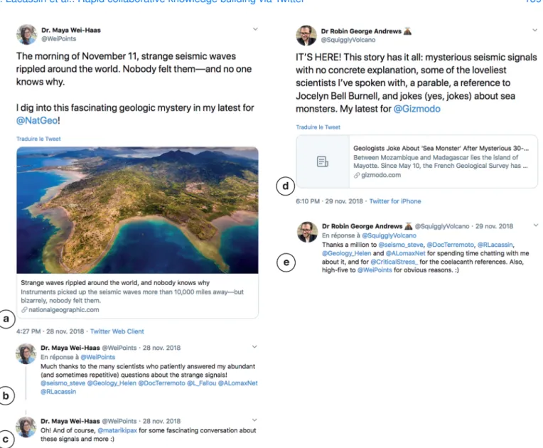 Figure 6. Screenshots of tweets by journalists Maya Wei-Haas and Robin George Andrews