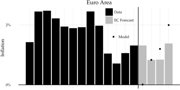 Figure 1.3 – Inﬂation in the Euro Area and model forecasts