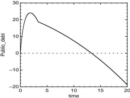 Fig. 1.7  Time path of the public debt in the Second-best.