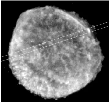 Fig. 1. Smoothed image of SN 1006 in the 500–599 eV band. The bright knot in the northwest is clearly visible