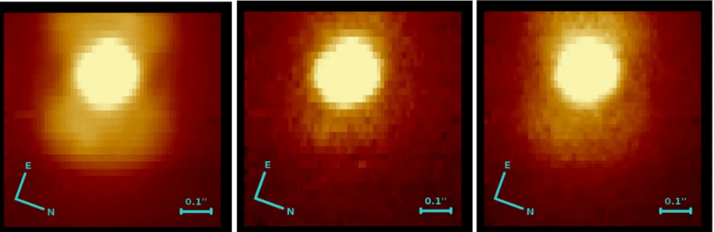 Fig. 9. Left: Continuum flux from a narrow spectral channel (2.7nm) close to the Brγ line