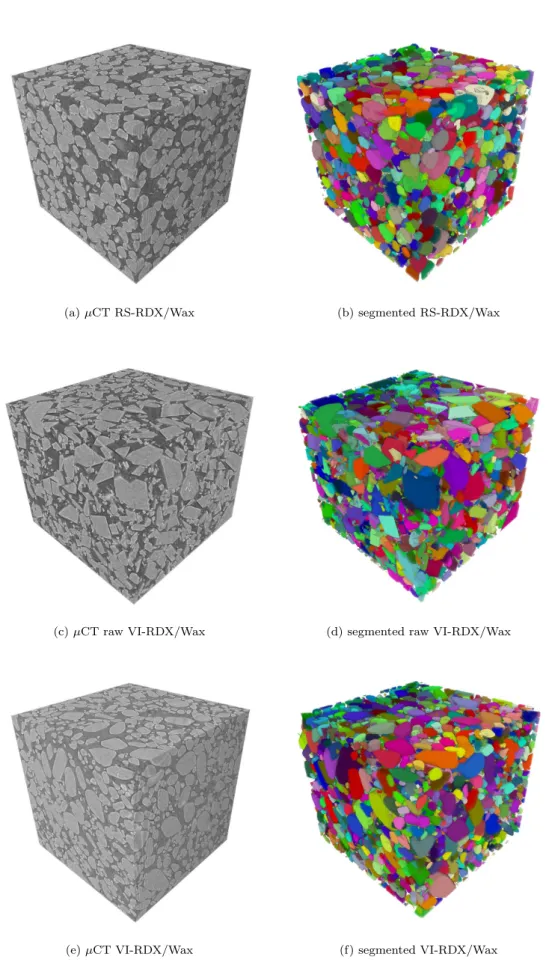 Figure 3: Micro-computed tomography volumes and the corresponding segmentations