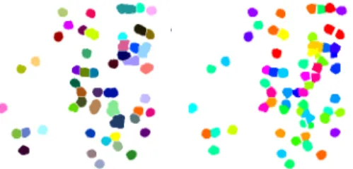 Fig. 3. Results obtained with PA2 (left) and SC500 (right) on the image of the Figure 2 (top-left)