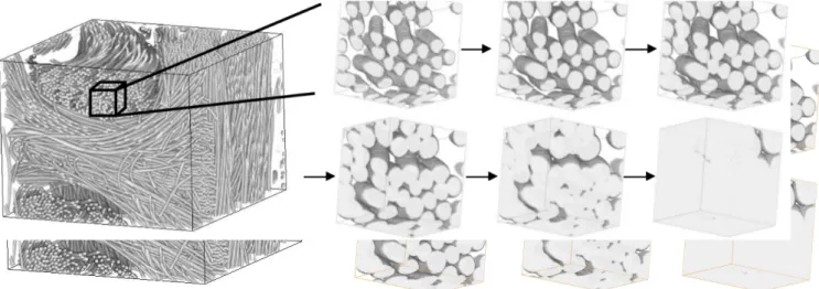 Figure 5 : An example of a pore-scale infiltration simulation on a 3D image extracted from CMT  data