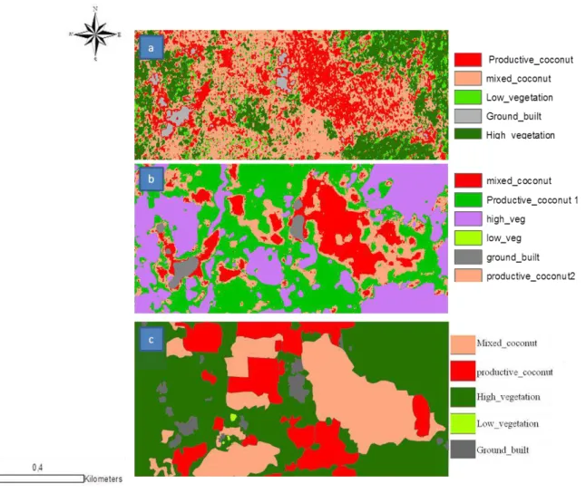Figure 5 shows the classification result for Marc Delorme station. A JM distance of 0.5 indicates  poor  separation  between  oil  palms  and  coconut  palms
