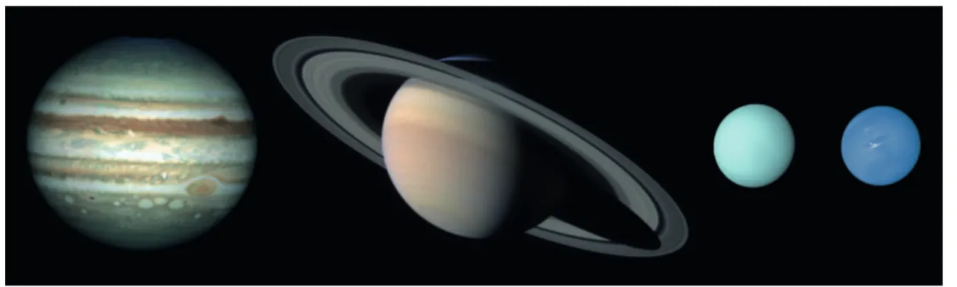 Figure 2. Photomontage from images of Voyager 2 (Jupiter, Uranus, and Neptune) and Cassini (Saturn)