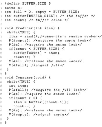 Figure 7: Example of a producer/consumer model using locks