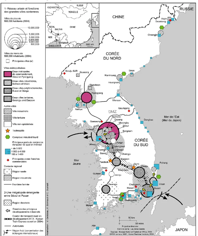 Figure 1 : Organisation spatiale de la péninsule coréenne 