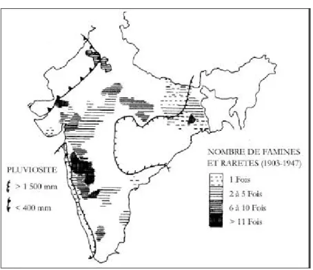 Figure 2 : Fréquence des famines et raretés en Inde