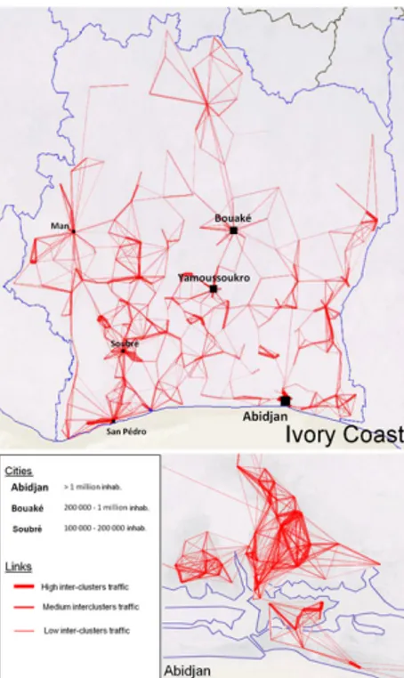 Figure 3 – covers central Abidjan, including the Central Business District (le Plateau), the transport hub (Adjam´ e) and the embassies and upper class area (Cocody)