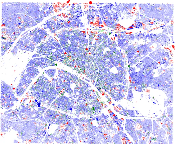 Fig. 1: Retrieved buildings from the OpenStreetMap database for the city of Paris, France