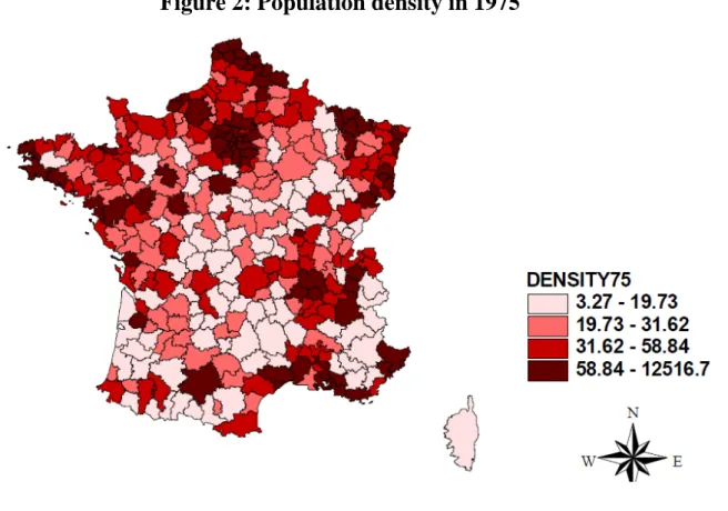 Figure 2: Population density in 1975 