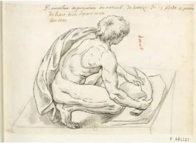 Fig. 38: Rémouleur de proportion au naturel de bronze [Arrotino] : [dessin] – Foggini, Giovanni Battista (1652-1725)