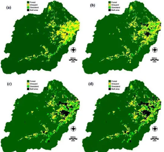 Figure 0.5 : Land cover maps of (a) 1950, (b) 1982, (c) 2008, (d) 2011. 