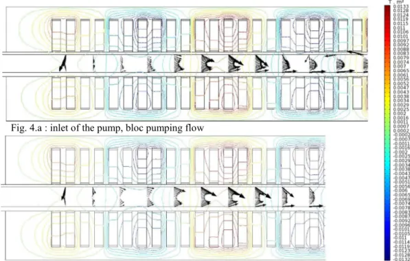 Fig. 4.a : inlet of the pump, bloc pumping flow    