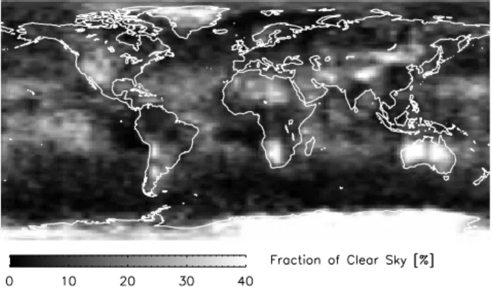 Table 1. Fraction [%] of Clear Areas and Spatial Scale d 0 for 10 Zonal Bands a Latitude Band TotallyClear Thin Aerosol Thin