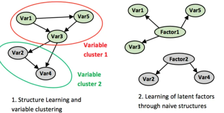 Figure 1: Combining unsupervised structure learning and naive structures for clustering purposes.