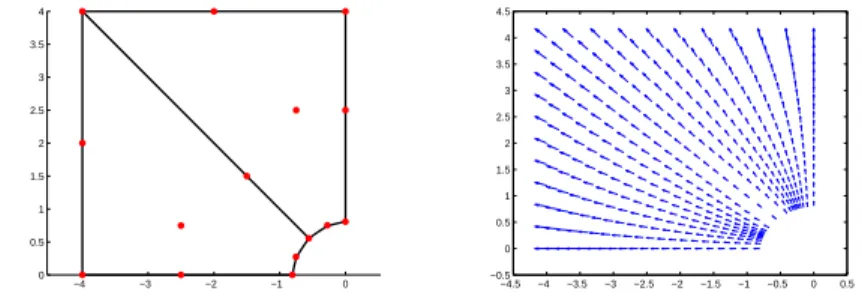 Figure 3: Optimal design (left) and final displacement field (right).