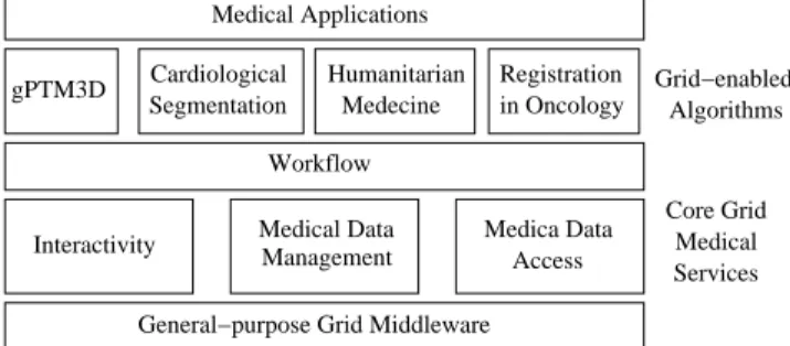 Fig. 1. A layered architecture for medical applications deployment on grids