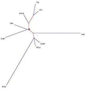 Figure 3- Analyse arborée de la distribution des structures selon les sous-genres 