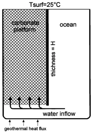 Figure 1.  Marine carbonate  platform 1-D representation  used  in the present  study (U-shape)