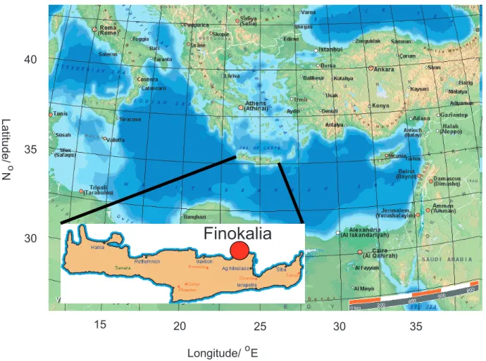 Fig. 1. Location of Finokalia measurement station, site of the ground-based measurements during MINOS, July–August 2001.