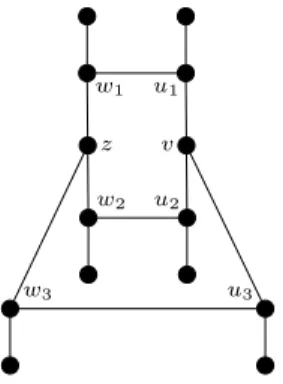 Figure 1: A bipartite graph B 3 for which − → χ (B 3 ) = ∆(B 3 ) = 3