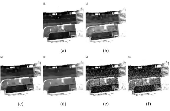 Fig. 9. Visual comparison of quantizing removal techniques. (a) is the reference image, (b) is the compressed image, (c) is the image obtained using the post-processing technique proposed in [20], and (d) is the image obtained using the post-processing tec