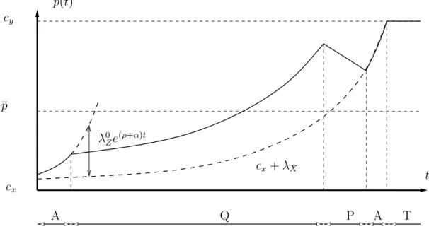 Figure 5: Trajectory from a small initial stock X 0 , small sequestered stock