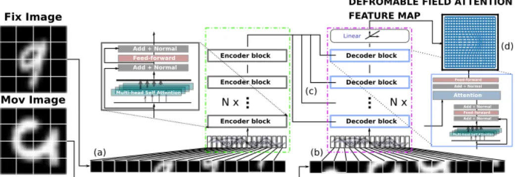 Fig. 1. The transformer framework used for deformation attention feature map predic- predic-tion