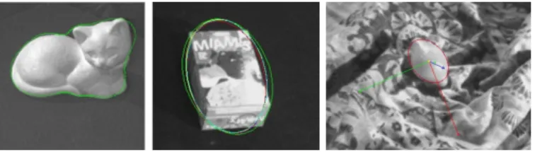 Fig. 12. Object reconstruction results: the two first images are examples of active contours