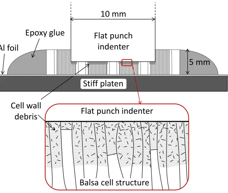 Fig. 4b Flat punch  indenterEpoxy glue Stiff platen 10 mm