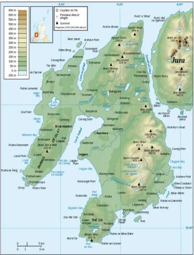 Figure 4 Carte de l’île d’Islay (Source Wikipedia) 