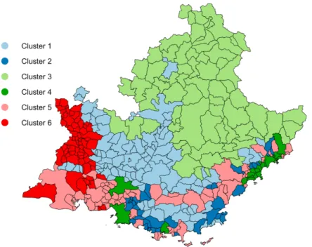 Figure 8: Association of the 357 zones in R´ egion Sud with the clusters on the spatial dimension.