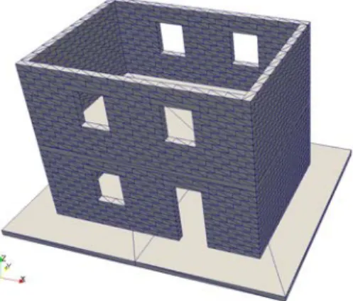 Fig. 2 – Structure maçonnée R+1 utilisée pour les études numériques.