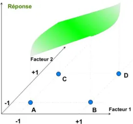 Figure I.15. Réponses associées aux points du domaine d'étude forment la surface de réponse