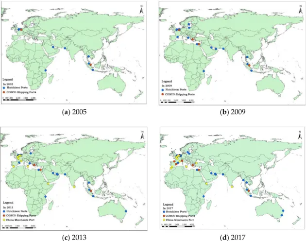 Figure 4. Evolution of terminal investment along the MSR in 2005–2017. 