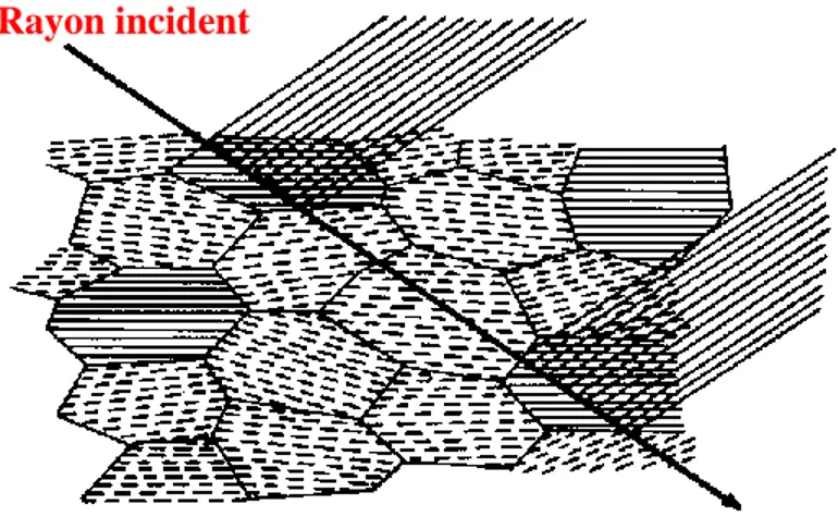 Figure I.10. Extinction secondaire Cristal mosaïque Rayon incident 