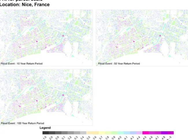 Figure 23: FRI evaluated for BAU on property/building scale, Nice case study 