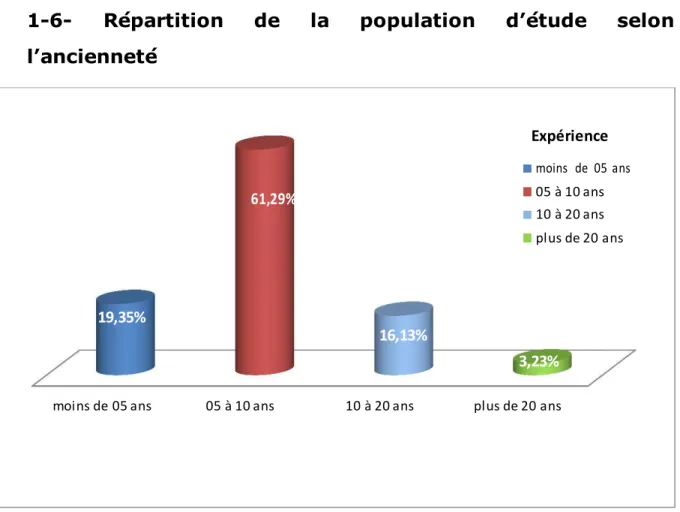 Figure 4 : Répartition selon l'expérience professionnelle 