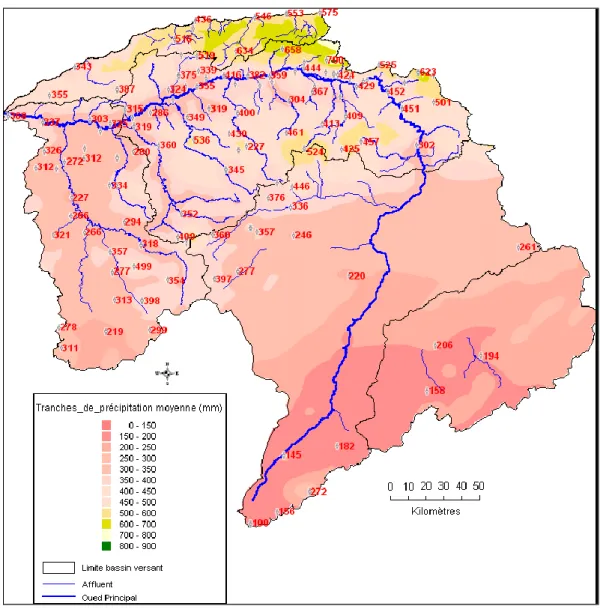 Figure 03. Pluviométrie de la région hydrographique du Chéliff – Zahrez  (Meddi et al