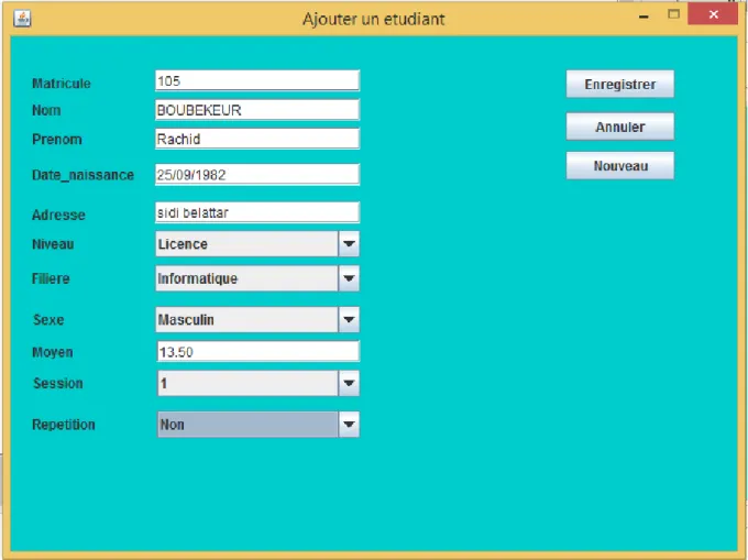 Figure 11 -Ajouter un étudiant 